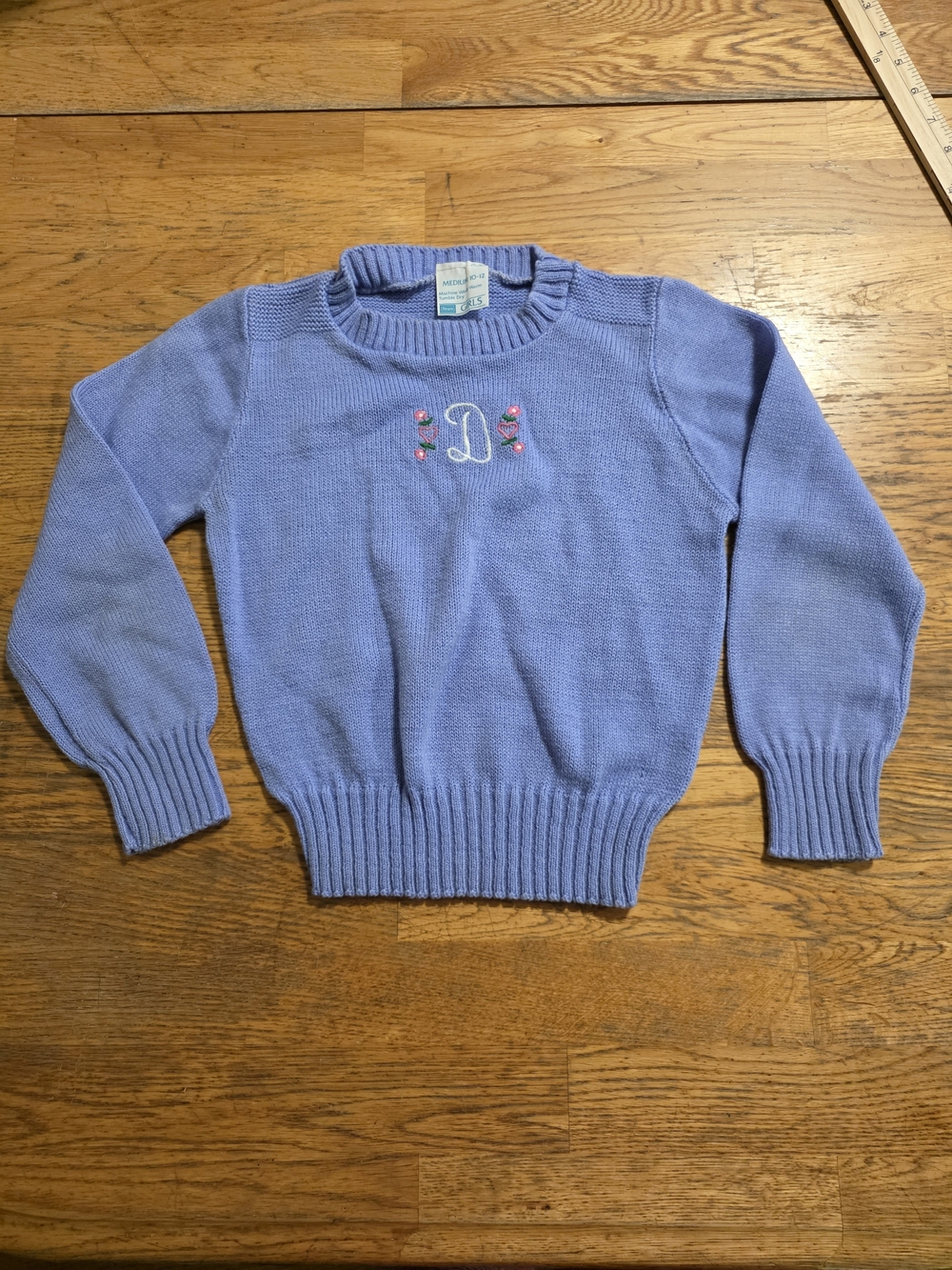 Sears Lavender Crewneck Sweater with Embroidered Initial